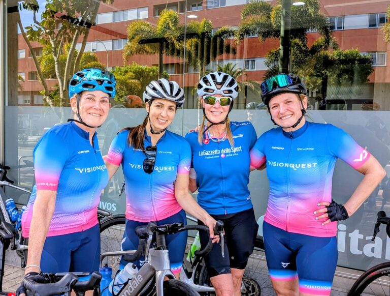 Vision Quest athletes in team kit before a ride